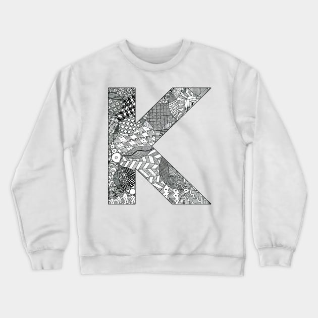 Zentangle K Crewneck Sweatshirt by ally1021